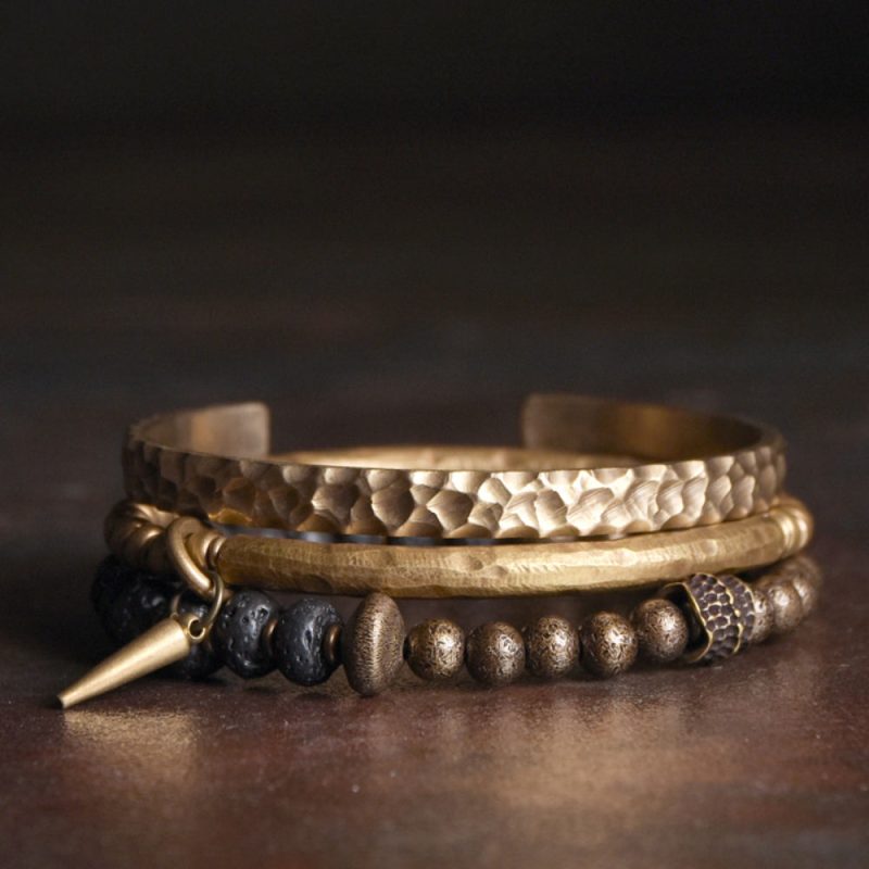 Guardian Ember Lava Stone Brass Bracelet - Image 2