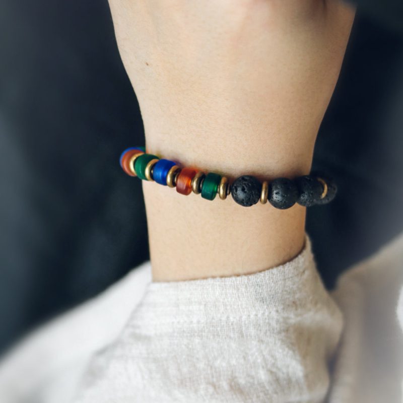 Fortune Path Lava Glass Brass Bracelet - Image 2