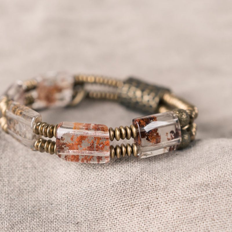 Earth Pulse Phantom Quartz Brass Bracelet - Image 3