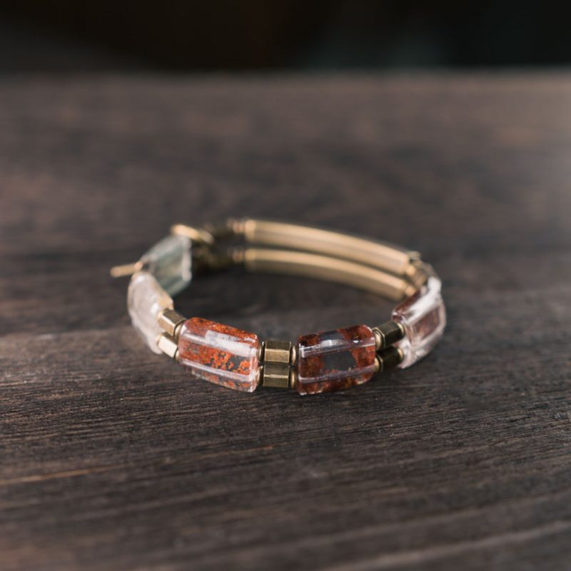 Echo Stone Phantom Quartz Brass Bracelet - Image 4