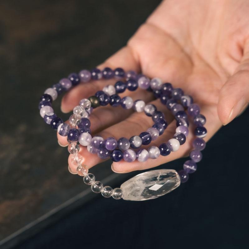 Serenity Duo Amethyst & Clear Quartz Energy Bracelet - Image 2