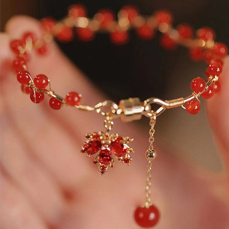 EXQUISITE IN Red Maple Leaf Luck Charm Bracelet - Image 2