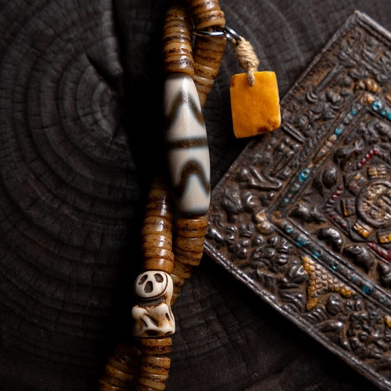 Sacred Guardian 108 Mala Beads Yak Bone Amber and Antler - Image 4