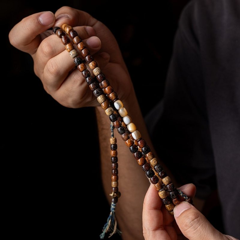 Sacred Harmony 108 Mala Beads Bodhi Shell Agate Glass - Image 3