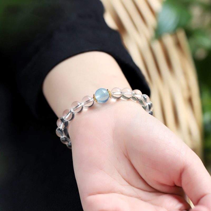 Serenity Crystal Bracelet – Clear Quartz & Aquamarine for Inner Peace - Image 2