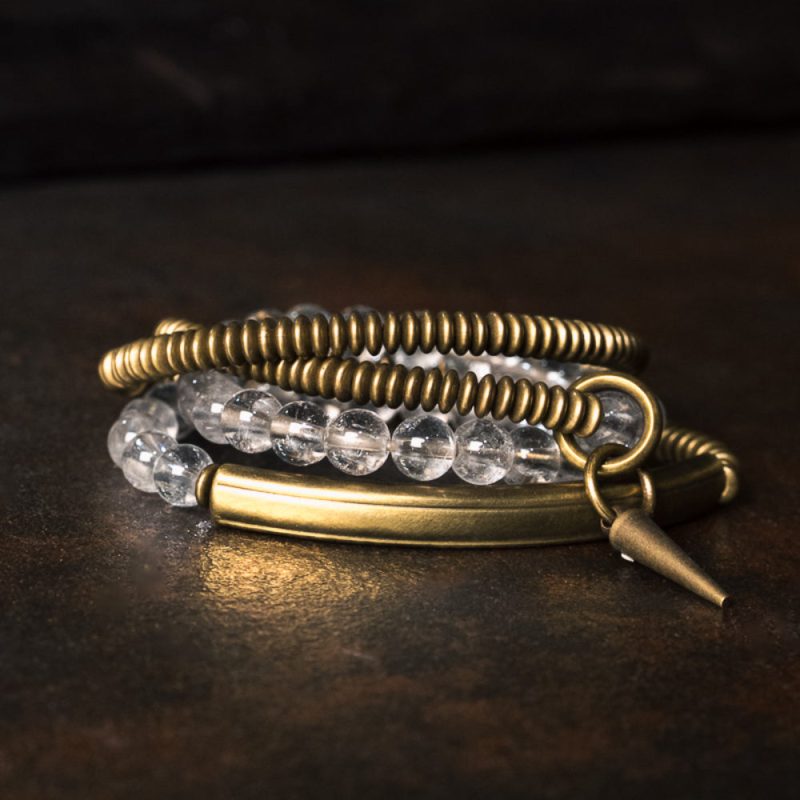 Crystal Clarity Healing Bracelet – Handcrafted Clear Quartz  Brass - Image 3