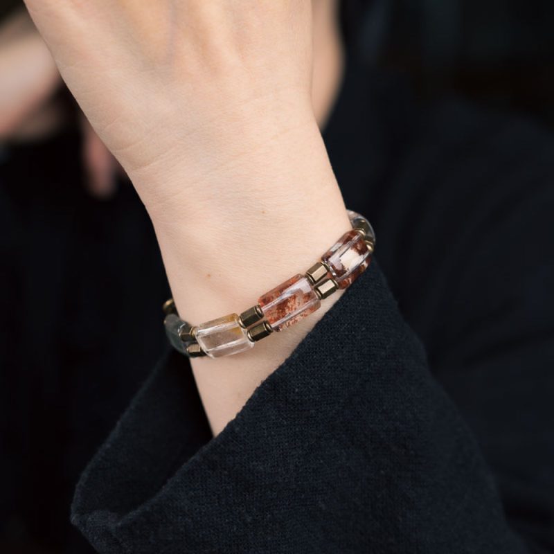 Echo Stone Phantom Quartz Brass Bracelet - Image 2