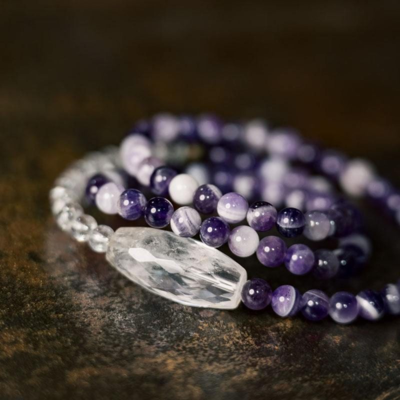 Serenity Duo Amethyst & Clear Quartz Energy Bracelet - Image 3