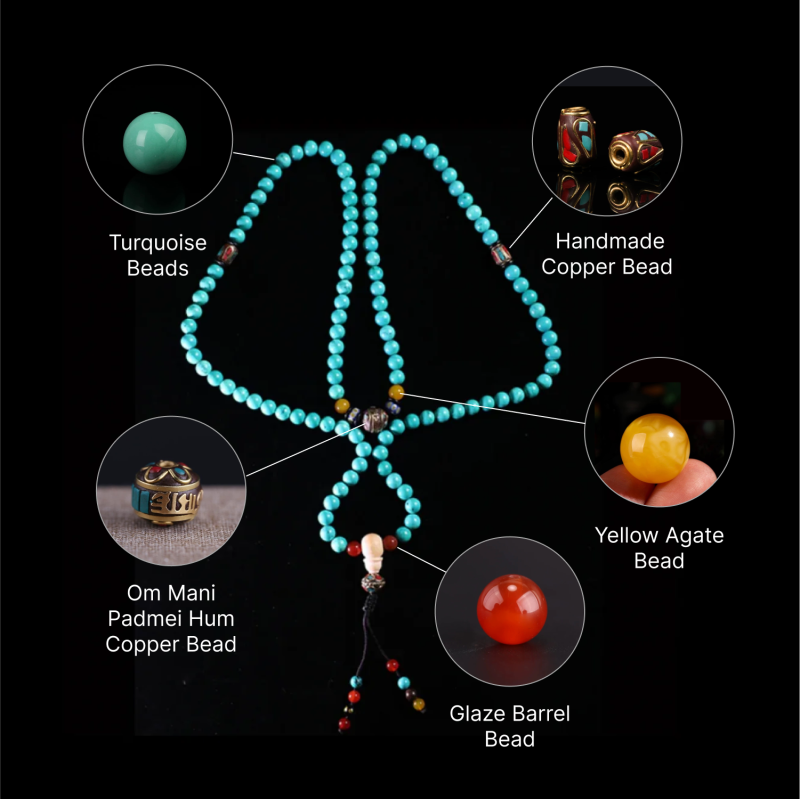 Robust Wealth Sturdy Turquoise 108 Mala Beads Necklace - Image 3