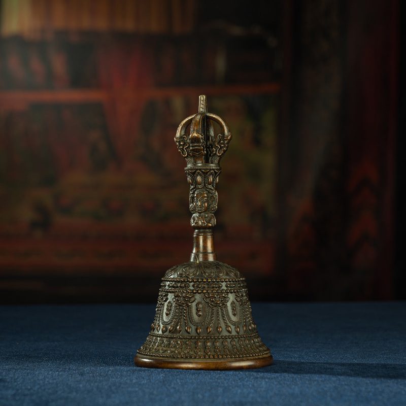 Qing Dynasty Five-Pronged Vajra Demon Subduing Bell Tibetan Dharma Weapon Copper Managing Tibet - Image 6
