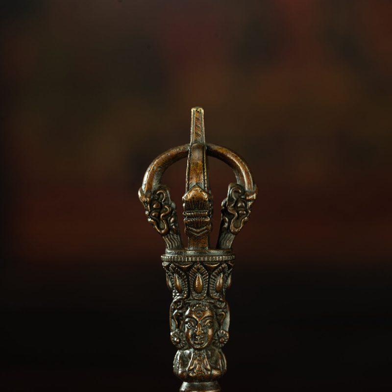 Qing Dynasty Five-Pronged Vajra Demon Subduing Bell Tibetan Dharma Weapon Copper Managing Tibet - Image 3