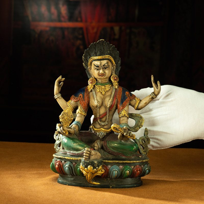 Qing Dynasty Four Armed Tara Copper Mineral Color Palpung Monastery - Image 12