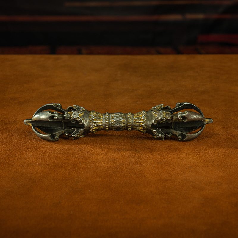 13th Century Five-Pronged Tibetan Antique Vajra-pestle Cold  Iron Gilt Western Xia Style - Image 7