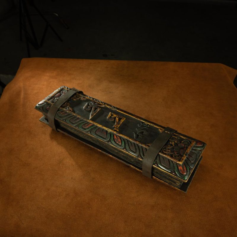 Qing Dynasty Ancient Sutra Scripture Mulberry Wood Tibetan Ritual Item Antique - Image 3