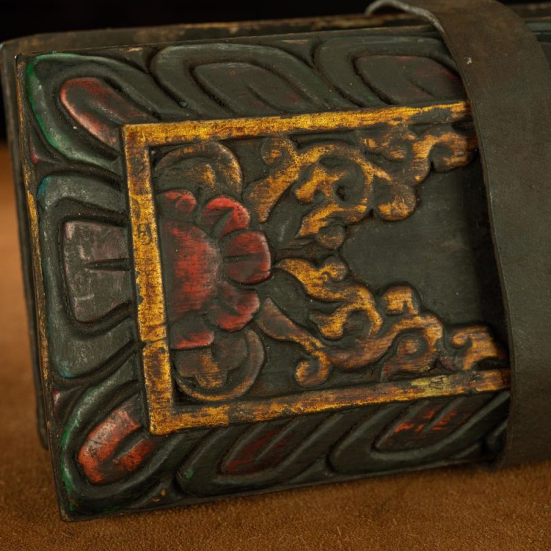Qing Dynasty Ancient Sutra Scripture Mulberry Wood Tibetan Ritual Item Antique - Image 11