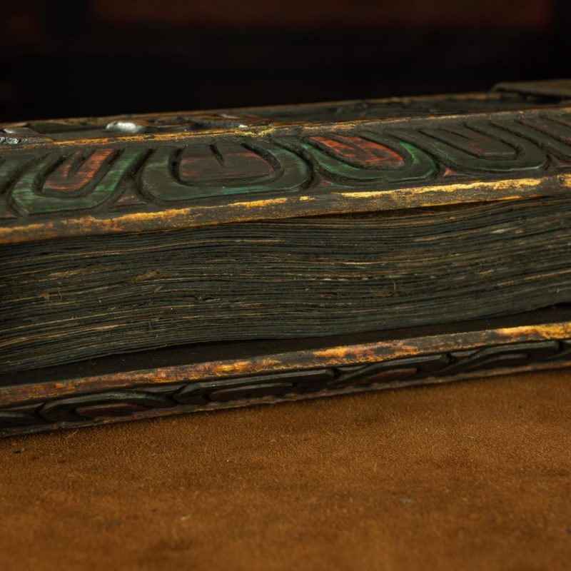 Qing Dynasty Ancient Sutra Scripture Mulberry Wood Tibetan Ritual Item Antique - Image 13