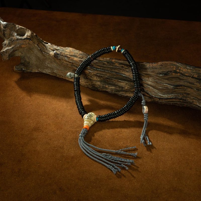 Qing Dynasty Tibetan Yakushi Sliced Perfection Rosary Old beads Rosewood  Tibetan Accessory - Image 4