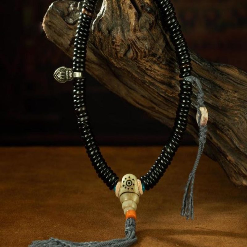 Qing Dynasty Tibetan Yakushi Sliced Perfection Rosary Old beads Rosewood  Tibetan Accessory - Image 6