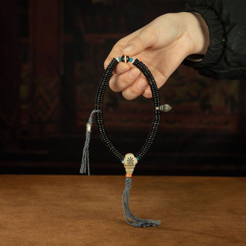 Qing Dynasty Tibetan Yakushi Sliced Perfection Rosary Old beads Rosewood  Tibetan Accessory - Image 11