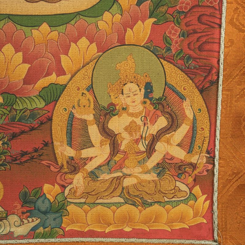 18th Century White Tara old thangka hand-painted Miantang School of Painting - Image 13