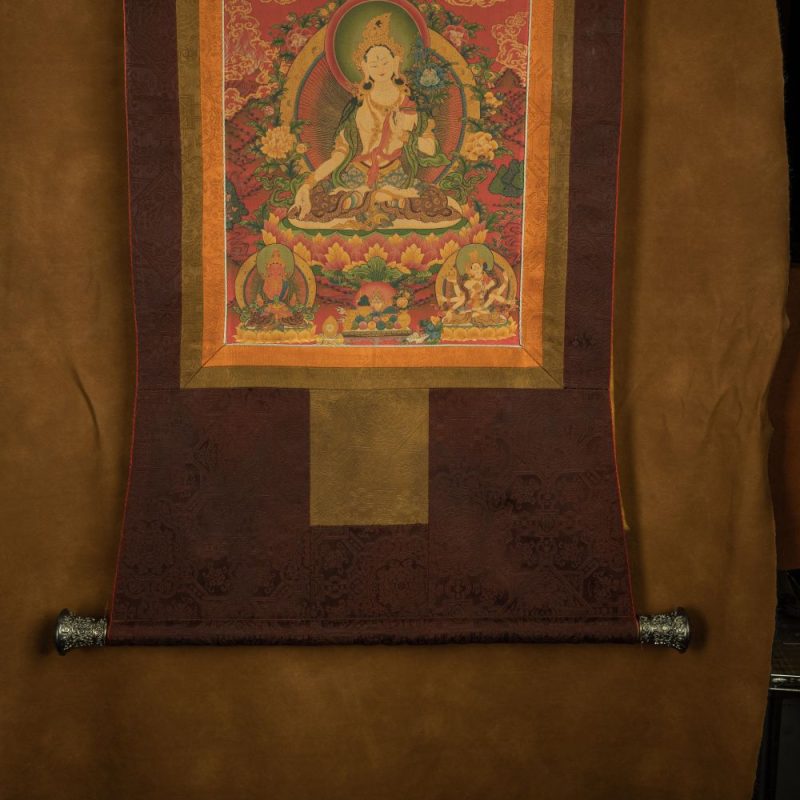 18th Century White Tara old thangka hand-painted Miantang School of Painting - Image 11