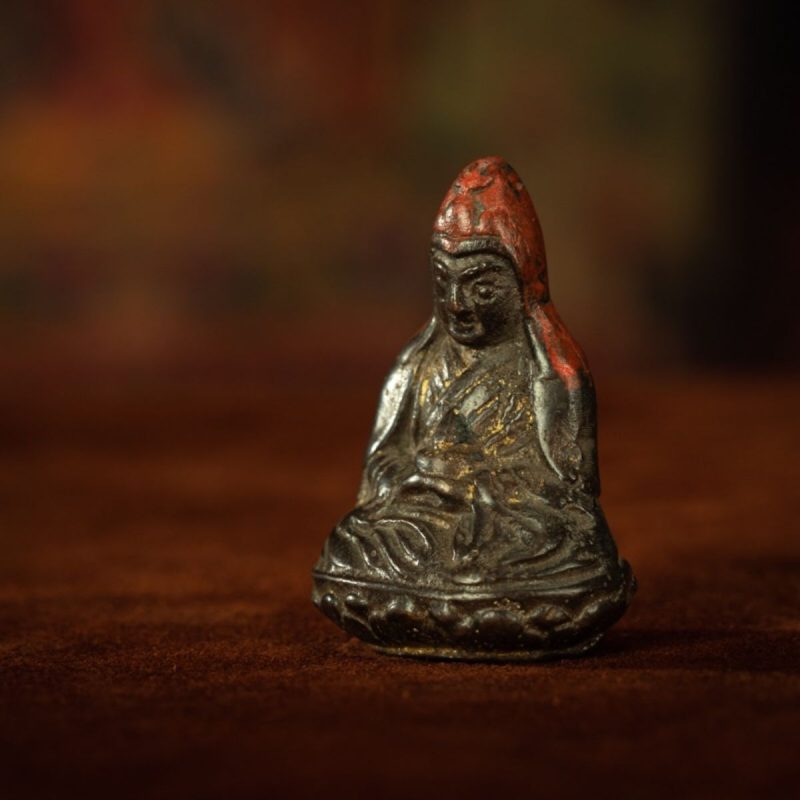 Qing Dynasty Tibetan Antique Statue Padmasambhava Round Sculpture Lima Copper Dzogchen Monastery - Image 2