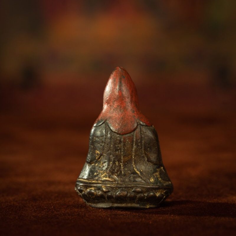 Qing Dynasty Tibetan Antique Statue Padmasambhava Round Sculpture Lima Copper Dzogchen Monastery - Image 3