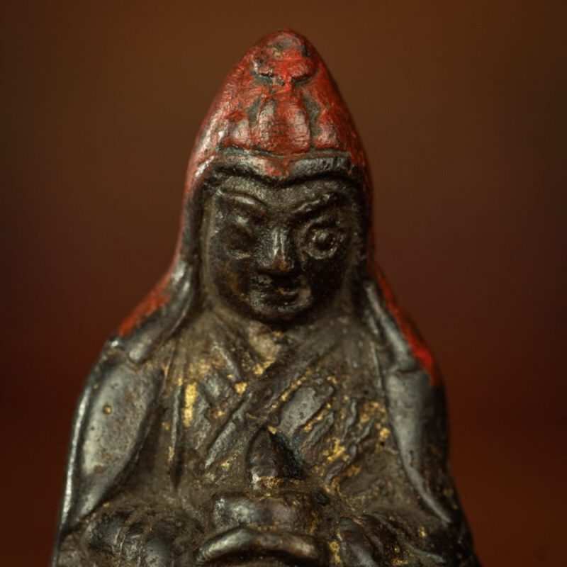 Qing Dynasty Tibetan Antique Statue Padmasambhava Round Sculpture Lima Copper Dzogchen Monastery - Image 6