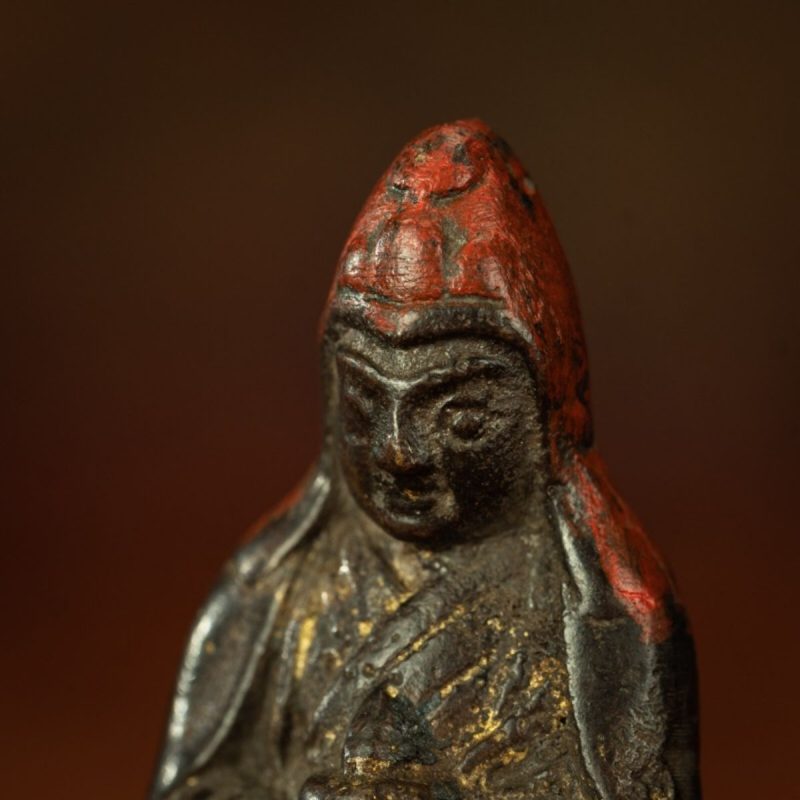 Qing Dynasty Tibetan Antique Statue Padmasambhava Round Sculpture Lima Copper Dzogchen Monastery - Image 7