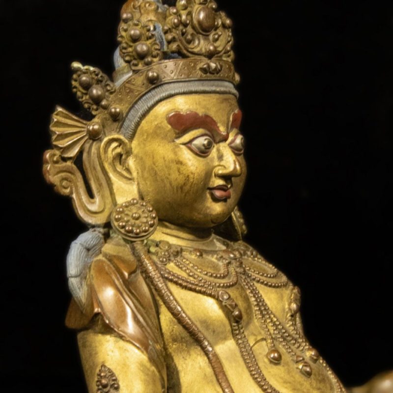 Qing Dynasty Tibetan Antique Statue Yellow Jambhala Gilded Shalu Monastery - Image 4
