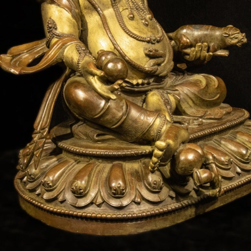 Qing Dynasty Tibetan Antique Statue Yellow Jambhala Gilded Shalu Monastery - Image 5