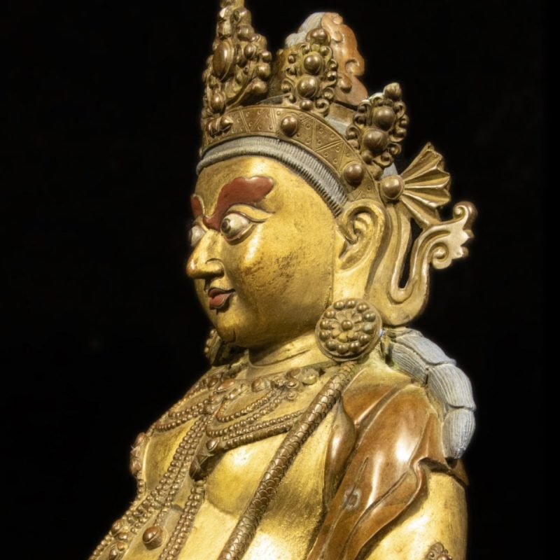 Qing Dynasty Tibetan Antique Statue Yellow Jambhala Gilded Shalu Monastery - Image 7
