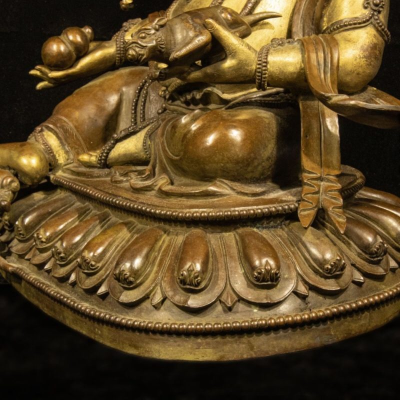 Qing Dynasty Tibetan Antique Statue Yellow Jambhala Gilded Shalu Monastery - Image 8