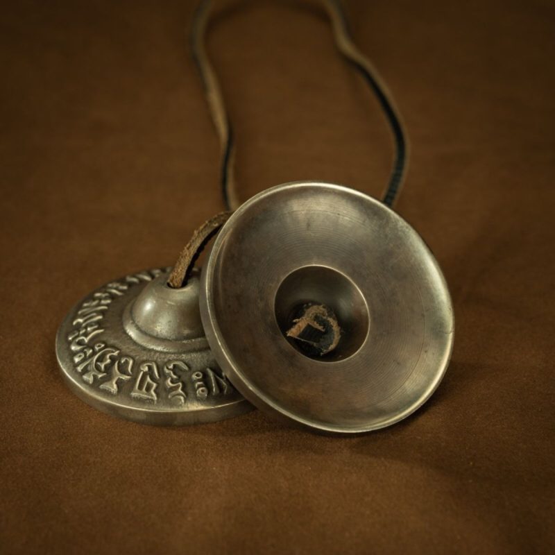 Qing Dynasty Tibetan Antique Six-Syllable Mantra Ting Sha Bell Lima Copper Sera Monastery - Image 3
