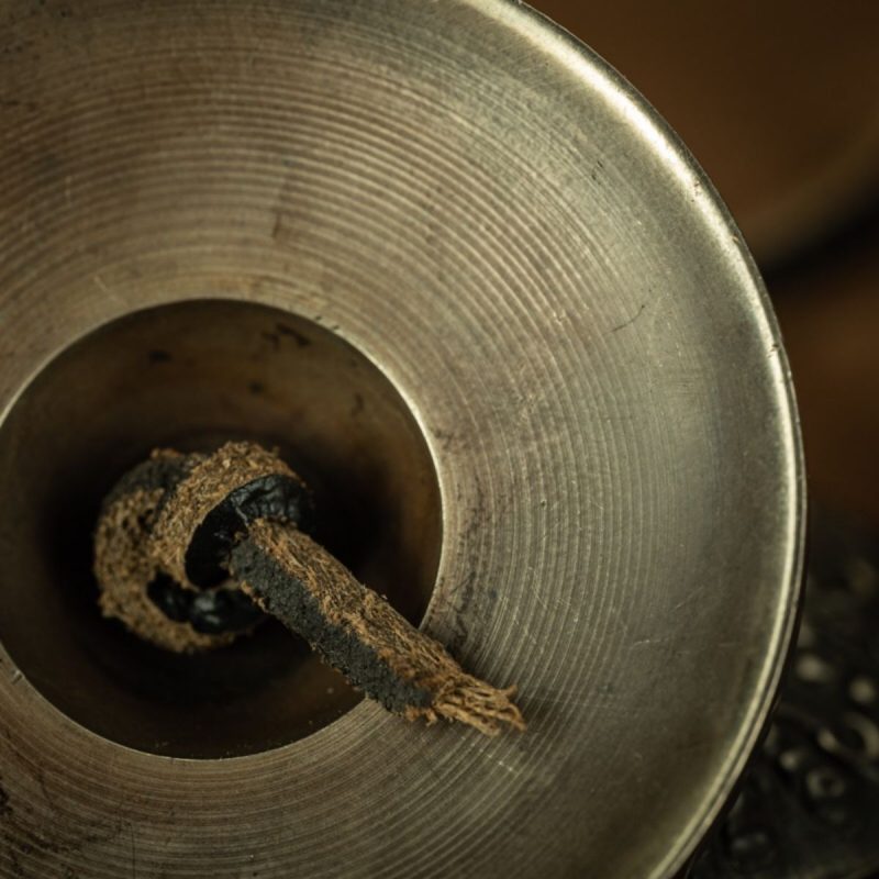 Qing Dynasty Tibetan Antique Six-Syllable Mantra Ting Sha Bell Lima Copper Sera Monastery - Image 6
