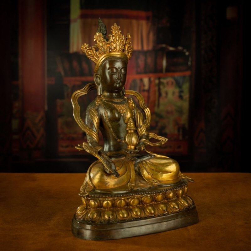 Qing Dynasty Tibetan Antique Statue Large Abundance Tara Tibetan Gilt Labrang Monastery - Image 4