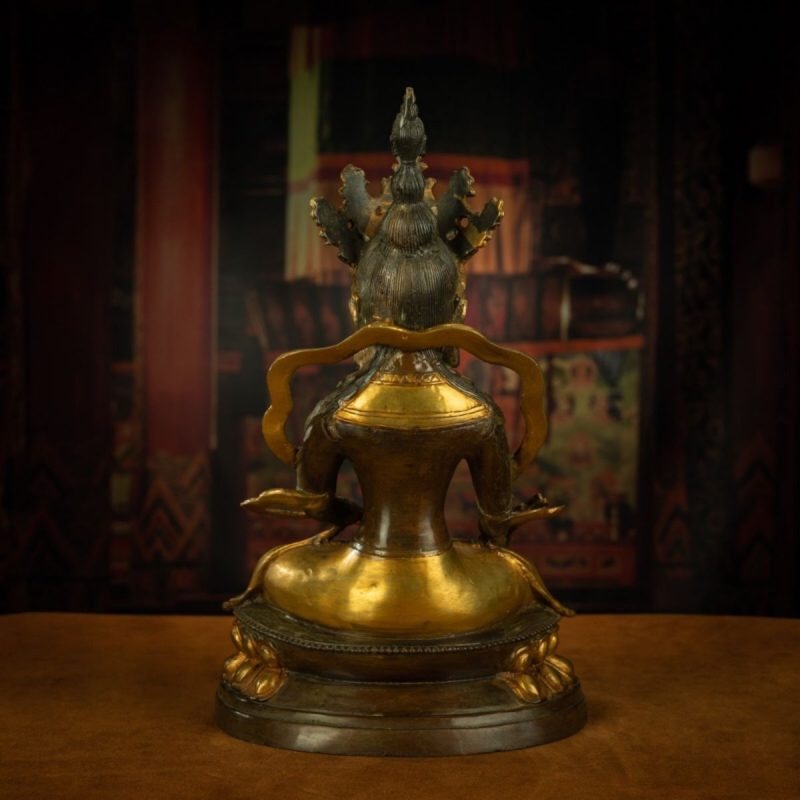 Qing Dynasty Tibetan Antique Statue Large Abundance Tara Tibetan Gilt Labrang Monastery - Image 5