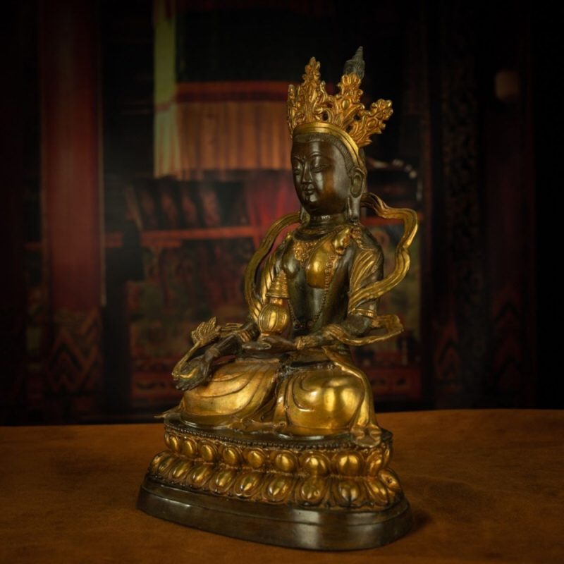 Qing Dynasty Tibetan Antique Statue Large Abundance Tara Tibetan Gilt Labrang Monastery - Image 7