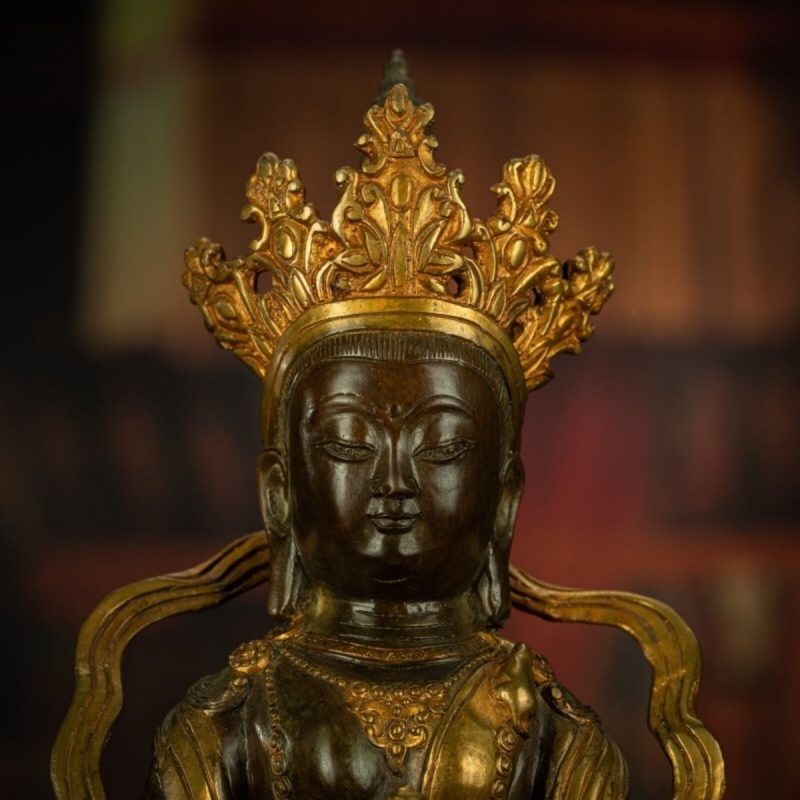 Qing Dynasty Tibetan Antique Statue Large Abundance Tara Tibetan Gilt Labrang Monastery - Image 8
