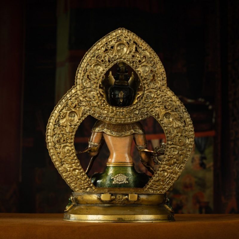 Qing Dynasty Tibetan Antique Statue Sitatapatra Original Mineral Paint Chamdo Qiangbalin Monastery - Image 3