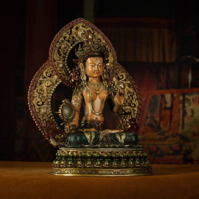 Qing Dynasty Tibetan Antique Statue Sitatapatra Original Mineral Paint Chamdo Qiangbalin Monastery - Image 4