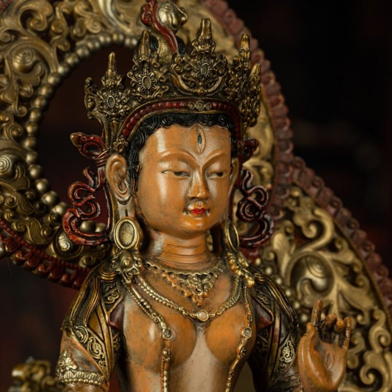 Qing Dynasty Tibetan Antique Statue Sitatapatra Original Mineral Paint Chamdo Qiangbalin Monastery - Image 5