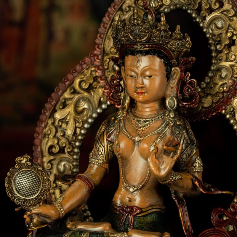 Qing Dynasty Tibetan Antique Statue Sitatapatra Original Mineral Paint Chamdo Qiangbalin Monastery - Image 7