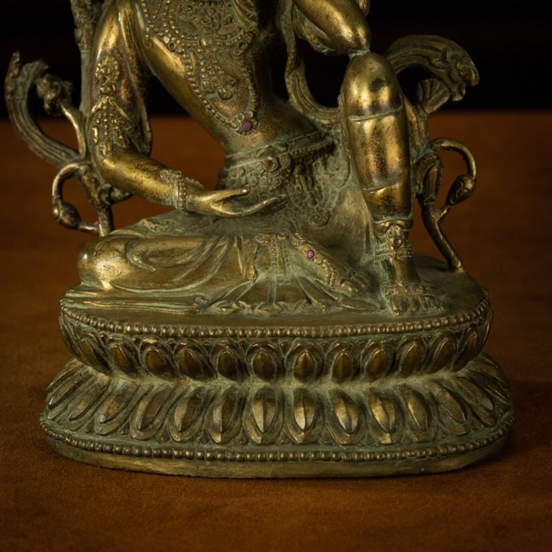 Qing Dynasty Tibetan Antique Statue Thinking Avalokiteshvara Lima Copper Gyirong Lakang Monastery - Image 7