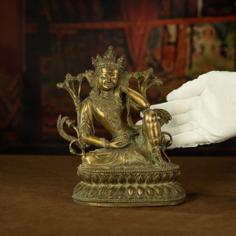 Qing Dynasty Tibetan Antique Statue Thinking Avalokiteshvara Lima Copper Gyirong Lakang Monastery - Image 8