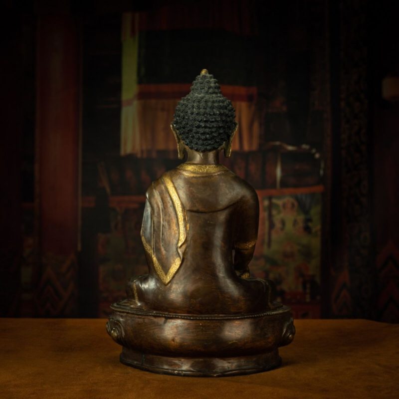 Qing Dynasty Tibetan Antique Statue Shakyamuni Buddha Copper Tibet - Image 2