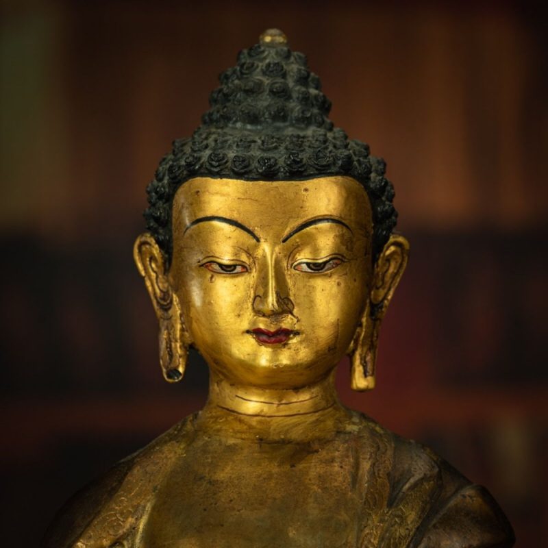 Qing Dynasty Tibetan Antique Statue Shakyamuni Buddha Copper Tibet - Image 5