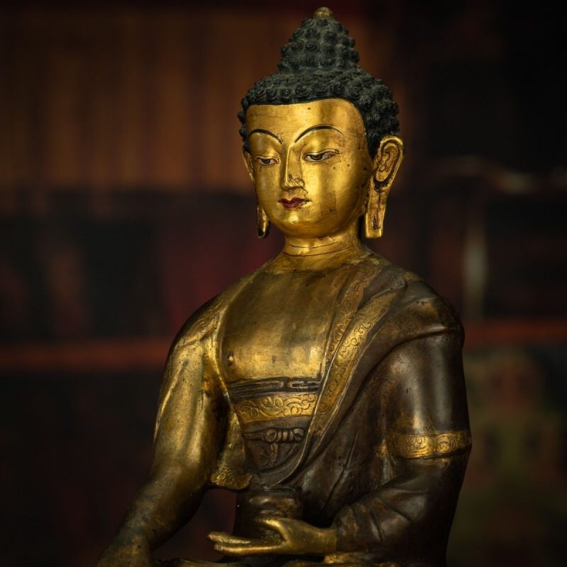 Qing Dynasty Tibetan Antique Statue Shakyamuni Buddha Copper Tibet - Image 6