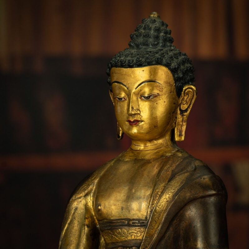 Qing Dynasty Tibetan Antique Statue Shakyamuni Buddha Copper Tibet - Image 7