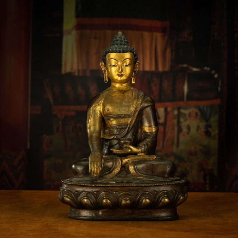Qing Dynasty Tibetan Antique Statue Shakyamuni Buddha Copper Tibet - Image 8